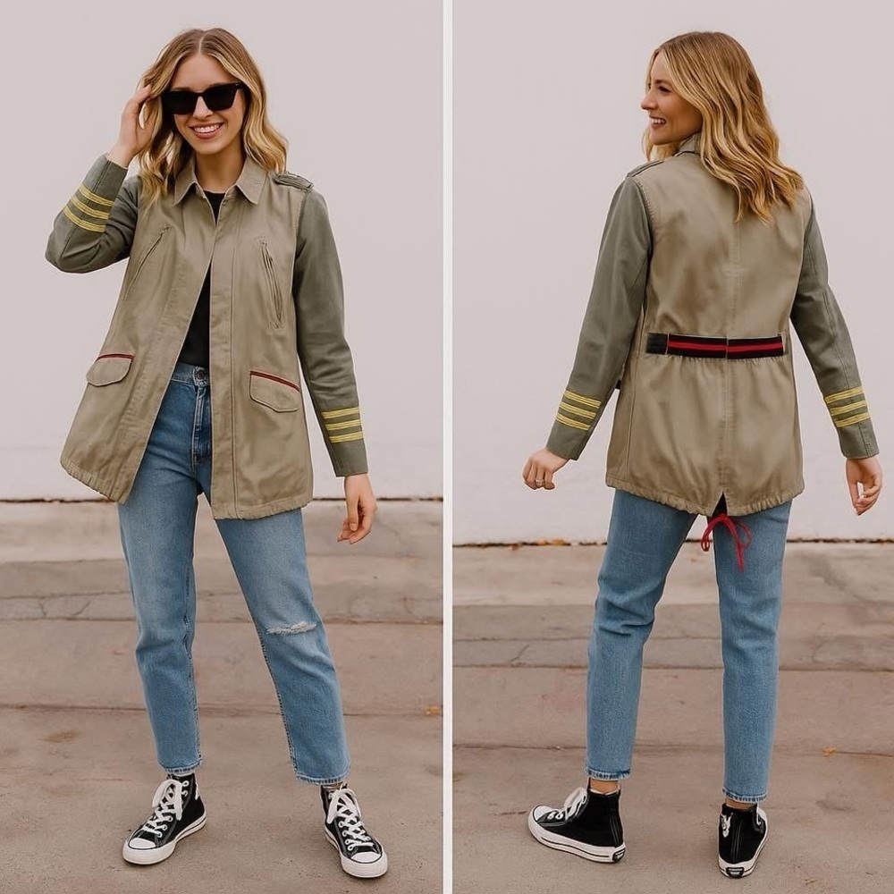 Vintage Women’s Green Cargo Military Jacket Size Small